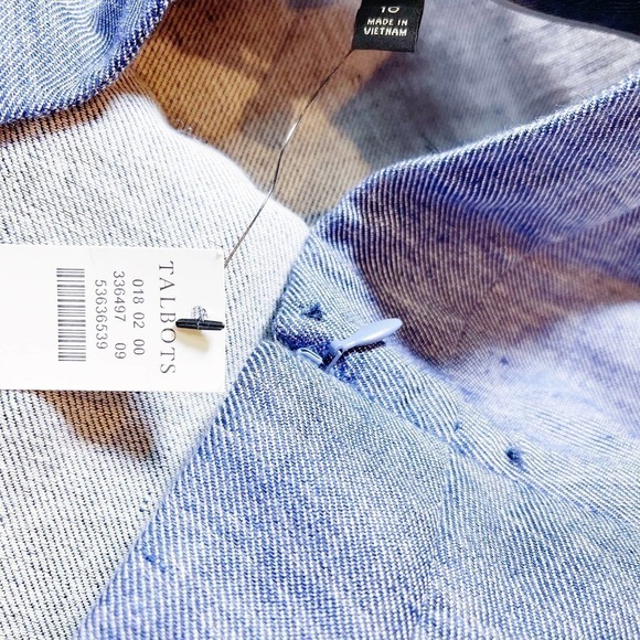 Talbots Denim Chambray Skirt Button Accents A-Line SZ10 NWT - Picture 7 of 7